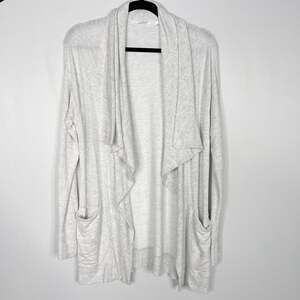 Athleta Small S Light Gray Studio Yoga Wrap Cardigan Sweater Draped Front Modal